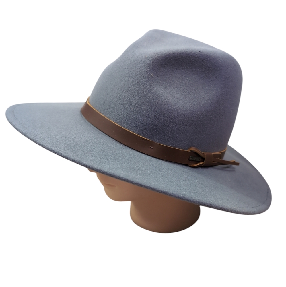 Brixton Gray Hat, Panama Belted, women's XL, 7 3/4", 62 cm, 100% wool felt